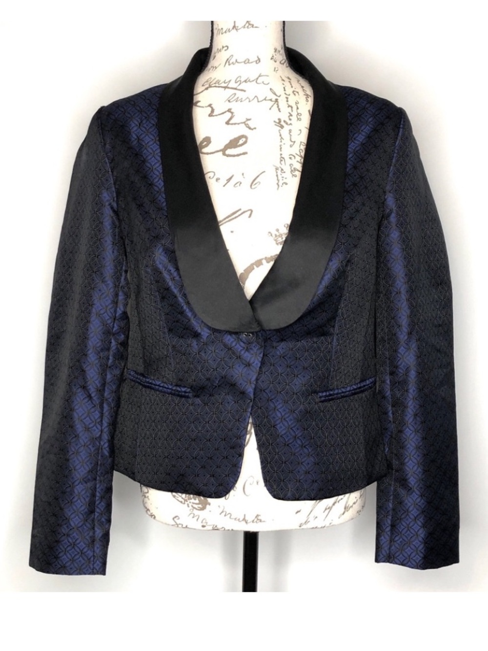 Laundry by Shelli Segal Satin Tuxedo Jacket SZ 12